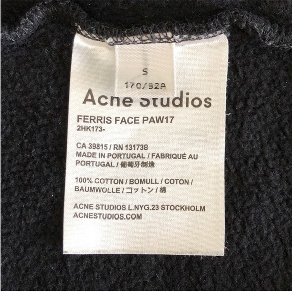 Acne Studios Ferris Face Hoodie Black Unisex Small - Picture 9 of 14